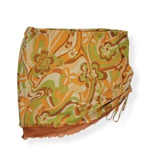 Wild Fable Floral Mesh Ruched Mini Skirt 1X